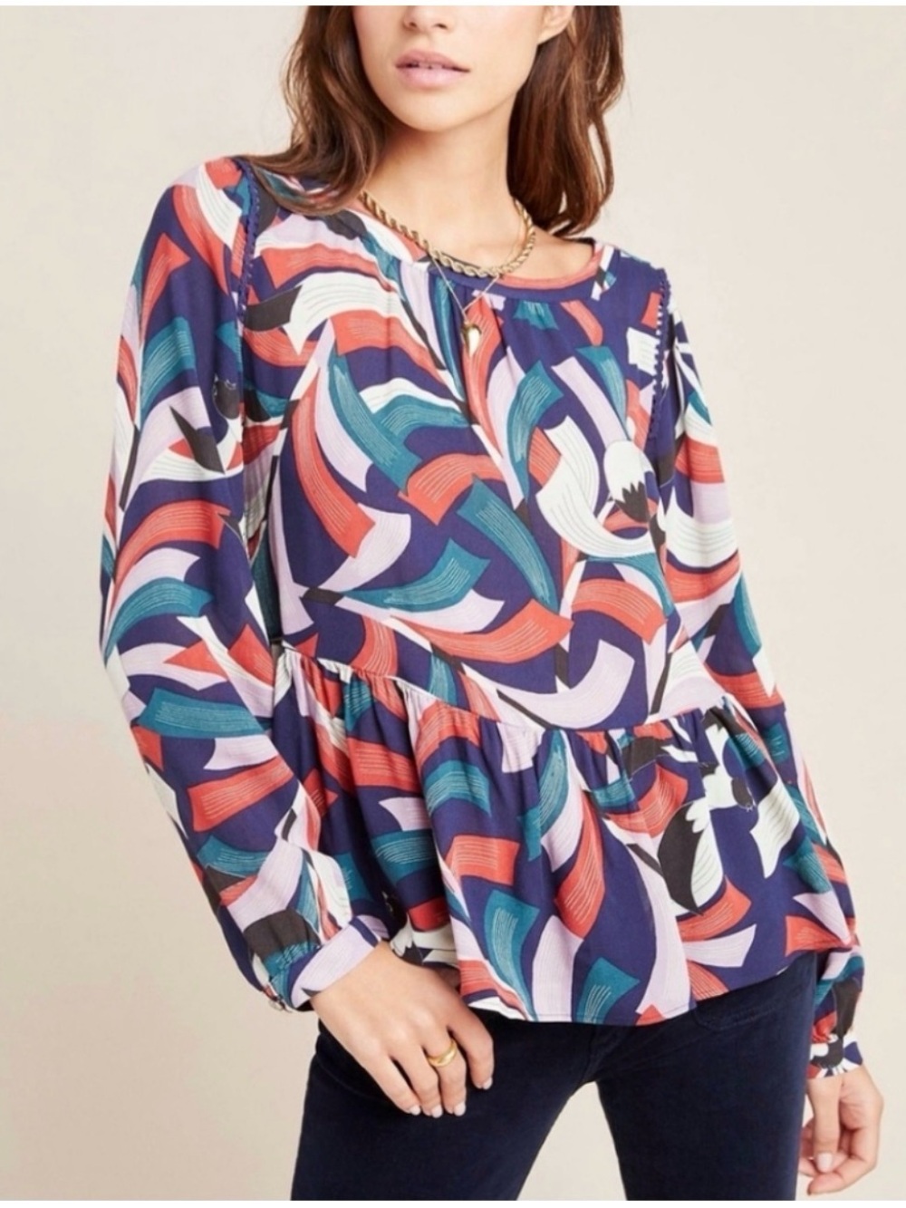 Anthropologie Maeve Cheyenne Peplum Top Size Small